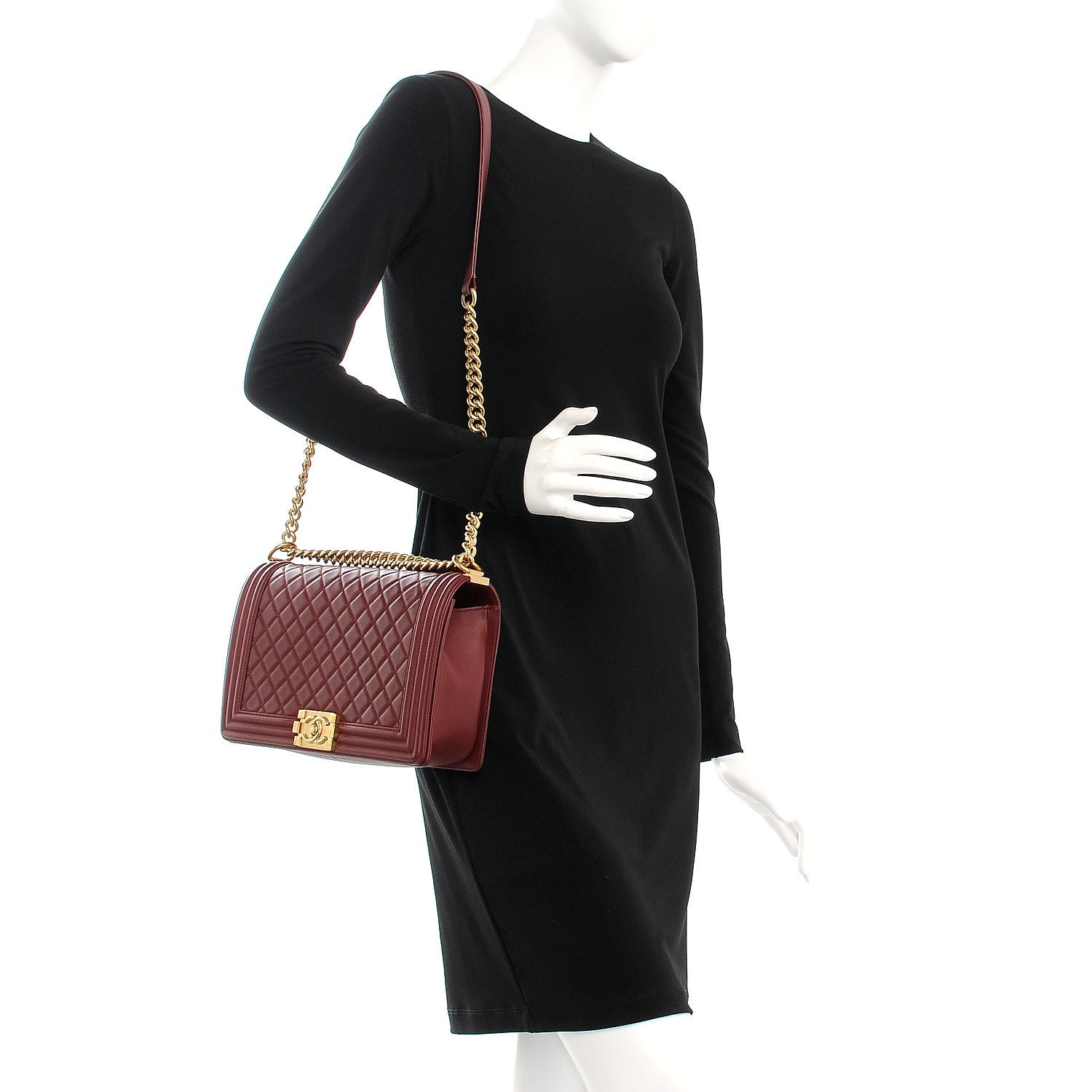 Chanel Lambskin Quilted New Medium Boy Flap Dark Red 2 of 9