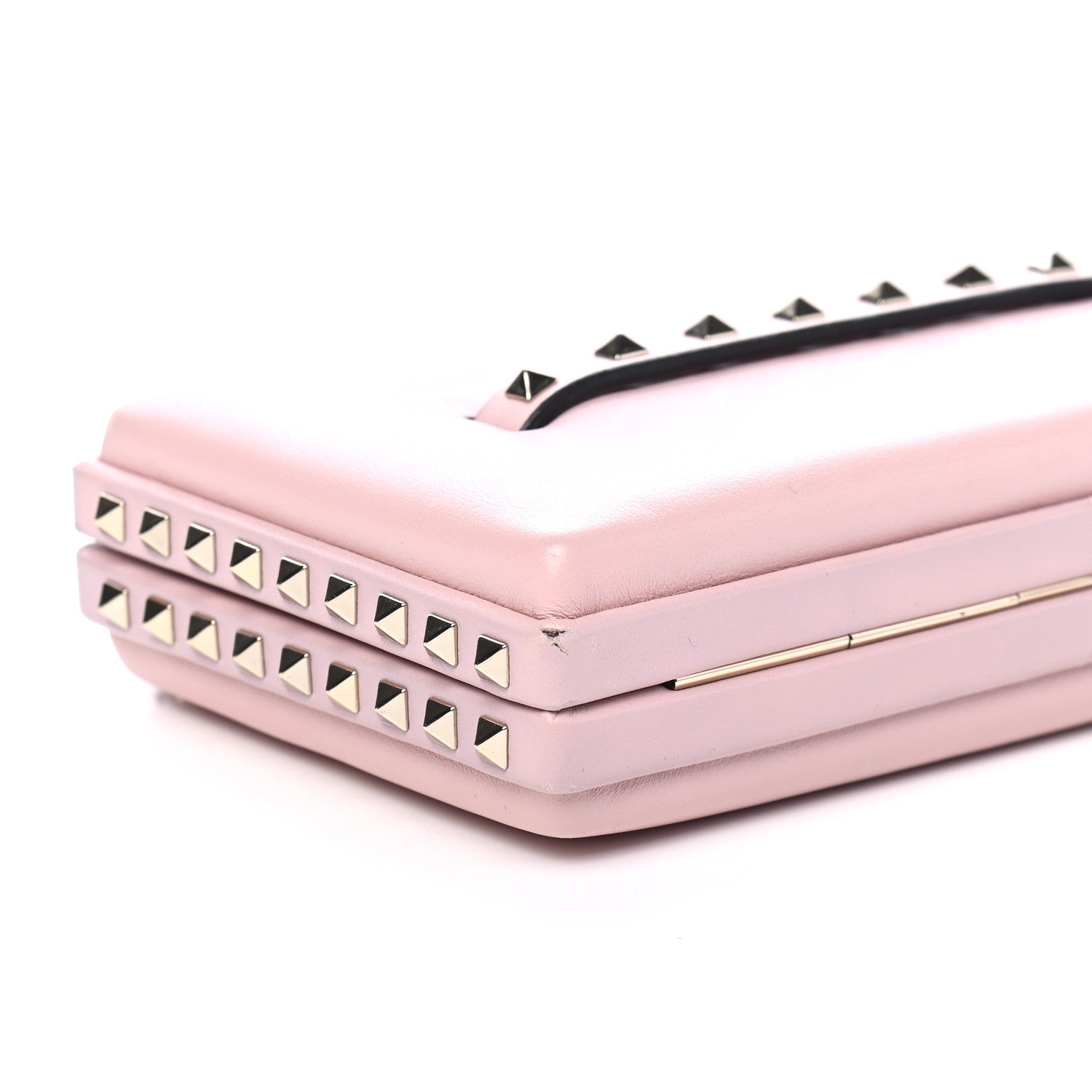 Valentino Garavani Vitello Rockstud Chain Clutch Water Rose 8 of 11