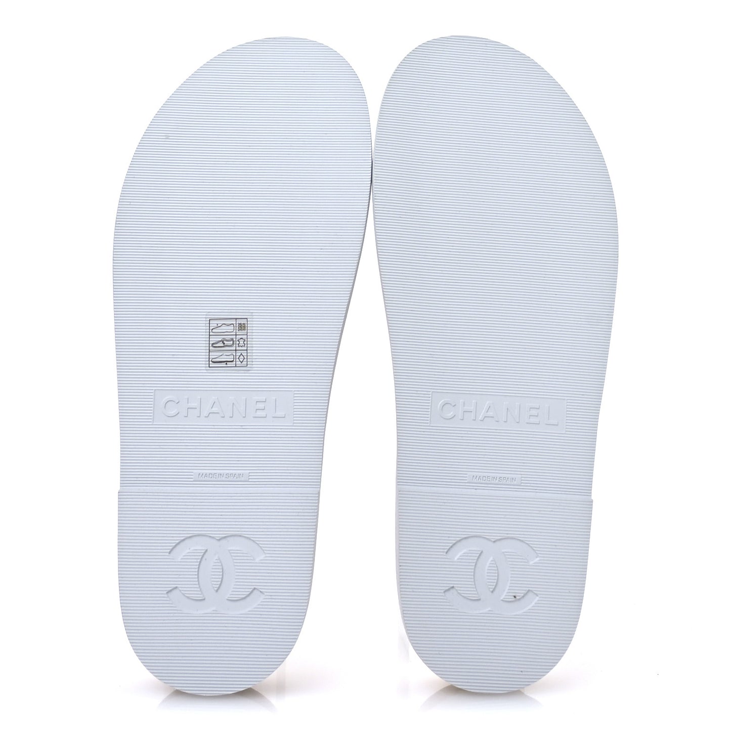 Fabric Pearl Cork CC Slip On Sandals 38 White