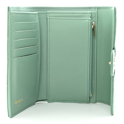Chanel Caviar Quilted Medium Flap Wallet Light Green 5 of 10