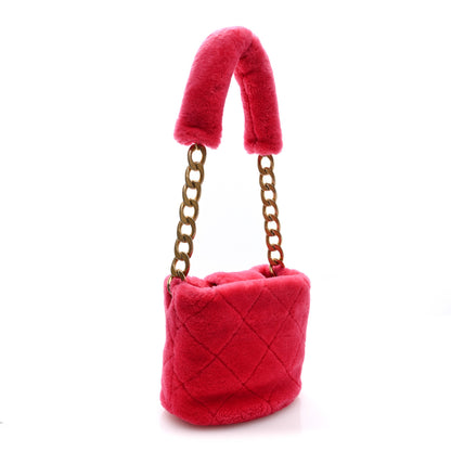 Chanel Shearling Quilted Bucket Bag Fuchsia 3 of 10