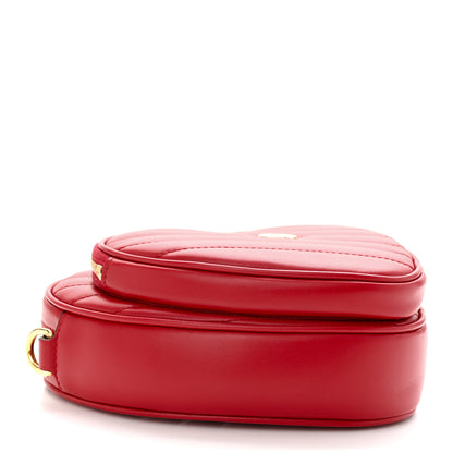 Gucci Calfskin Matelasse Diagonal Mini Interlocking G Heart Shoulder Bag Hibiscus Red 4 of 11