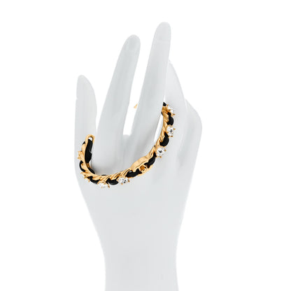 Chanel Lambskin Crystal CC Cuff Bracelet S Black Gold 2 of 5