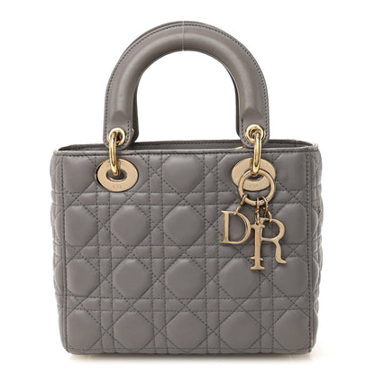 Christian Dior Lambskin Cannage Small Lucky Badges My Lady Dior Grey 1 of 11