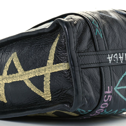 Balenciaga Agneau Arena Graffiti All Over XS Bazar Shopper Tote Black Multicolor 9 of 10