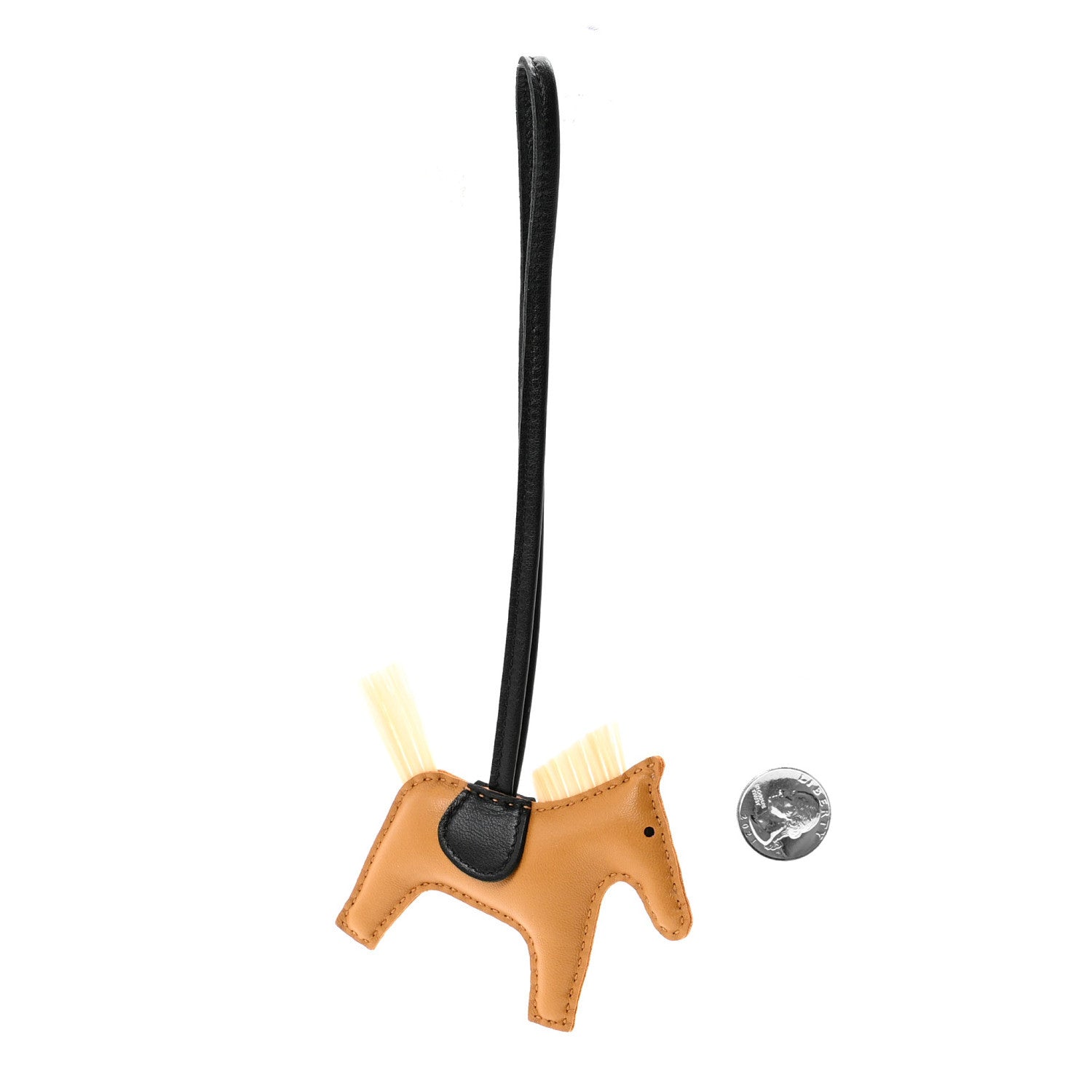 Hermes Milo Lambskin Horse Hair Grigri Rodeo Bag Charm PM Sesame Craie Black 2 of 4