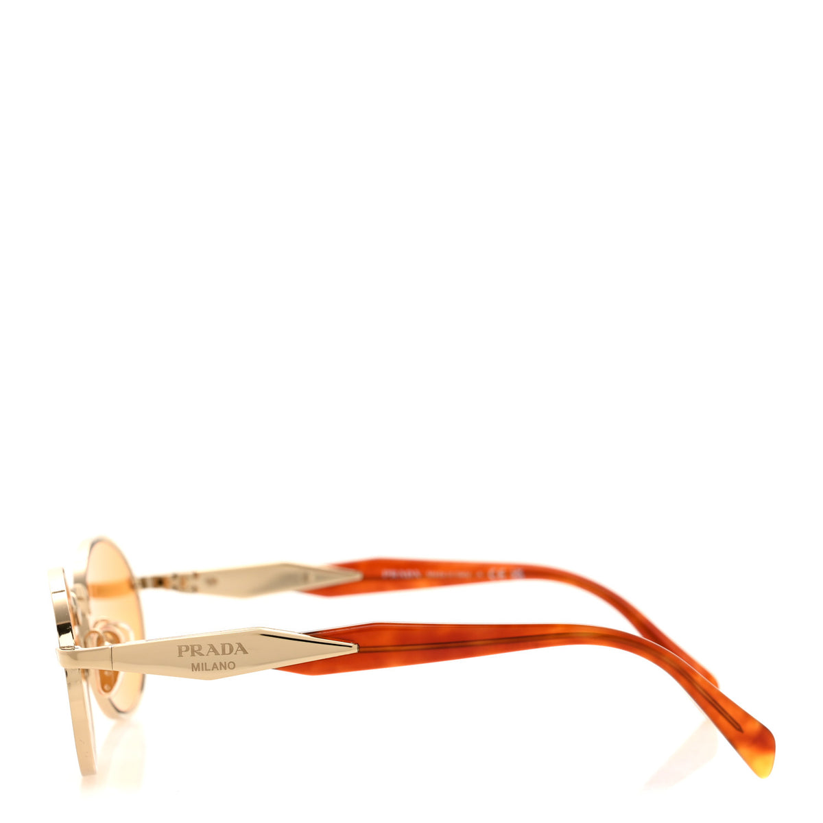 Prada Metal Oval Sunglasses SPR 65Z Light Gold 3 of 9