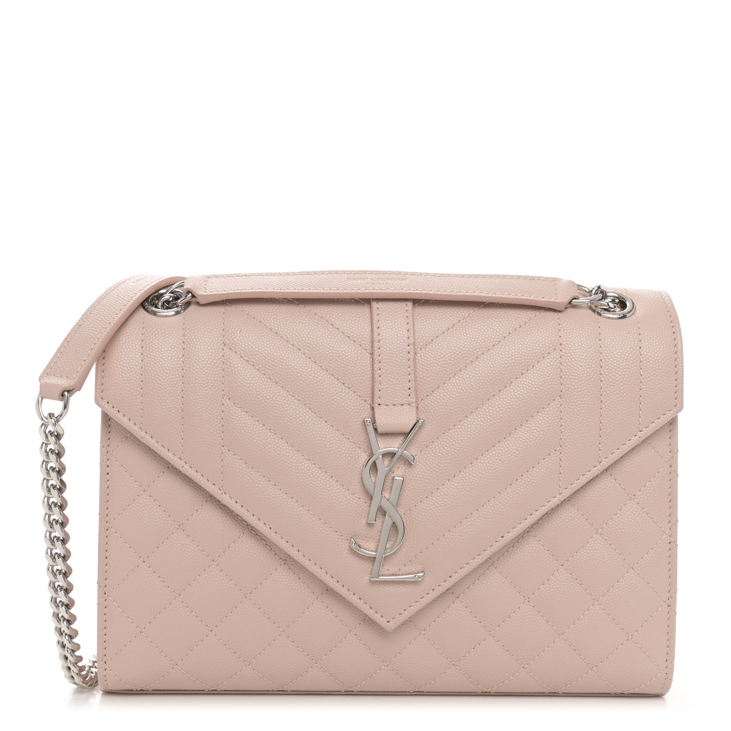 Grain De Poudre Textured Mixed Matelasse Medium Triquilt Monogram Satchel Marble Pink