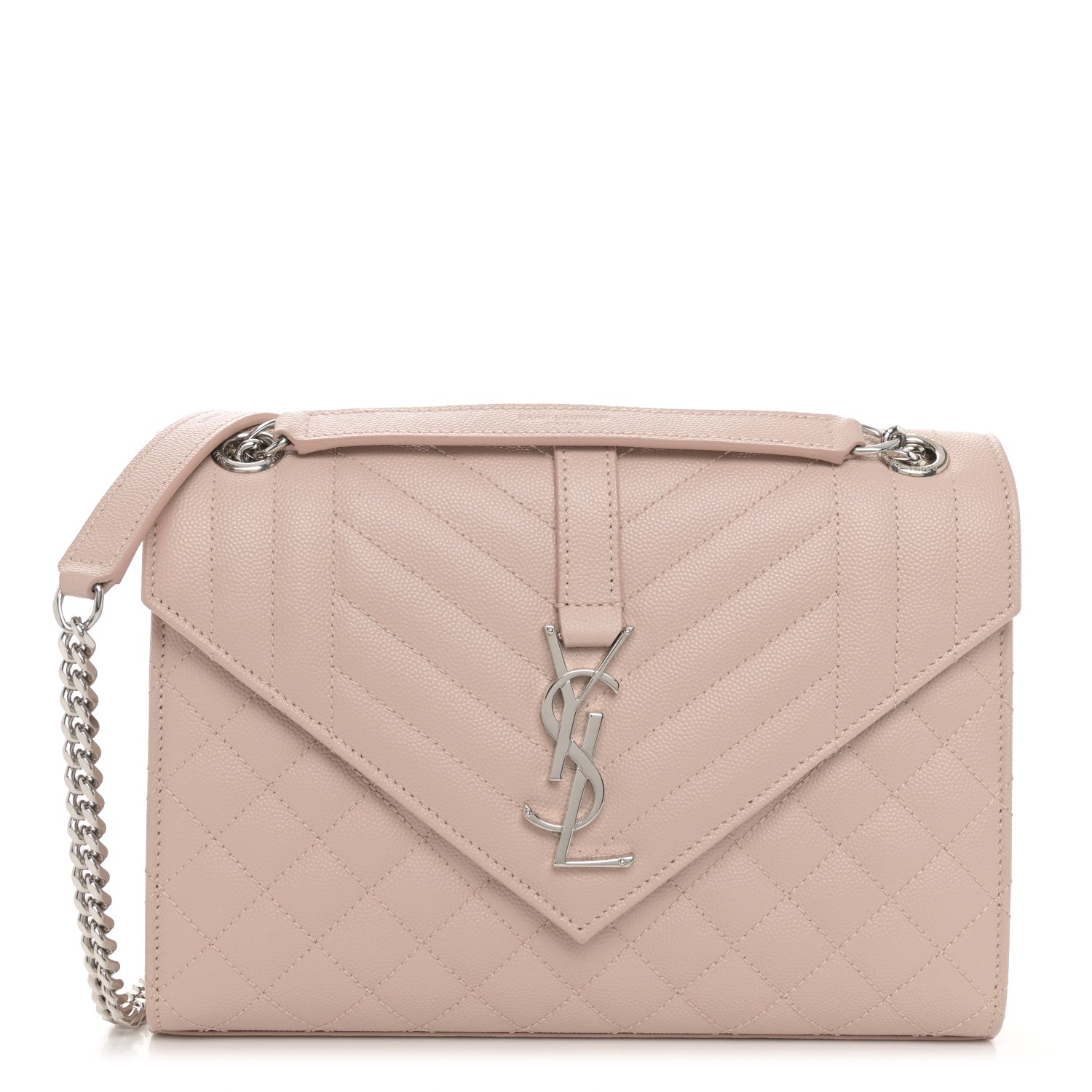 Saint Laurent Grain De Poudre Textured Mixed Matelasse Medium Triquilt Monogram Satchel Marble Pink 1 of 11