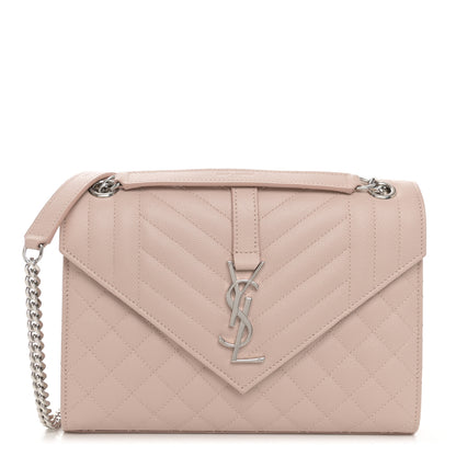 Saint Laurent Grain De Poudre Textured Mixed Matelasse Medium Triquilt Monogram Satchel Marble Pink 1 of 11