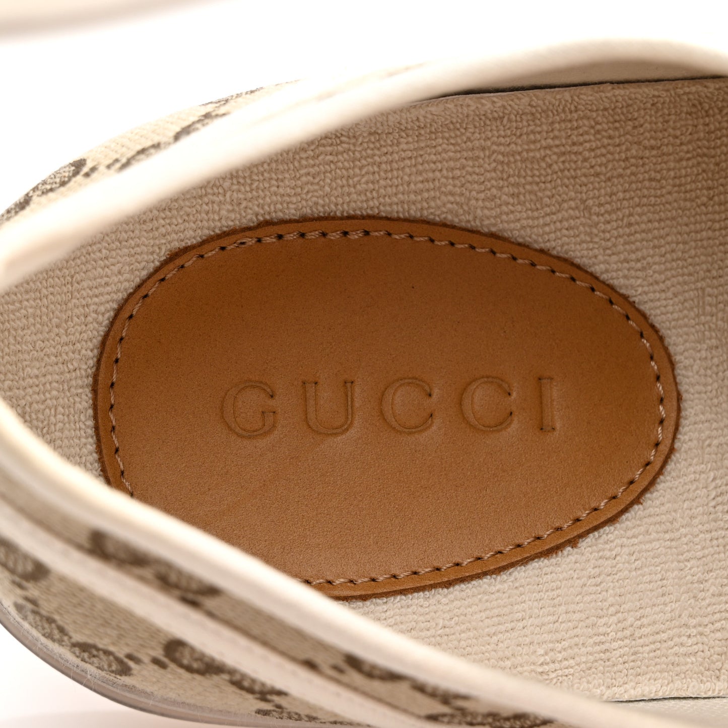 GG Monogram Mens Julio Low Top Sneakers 10 Beige Ebony Mystic White