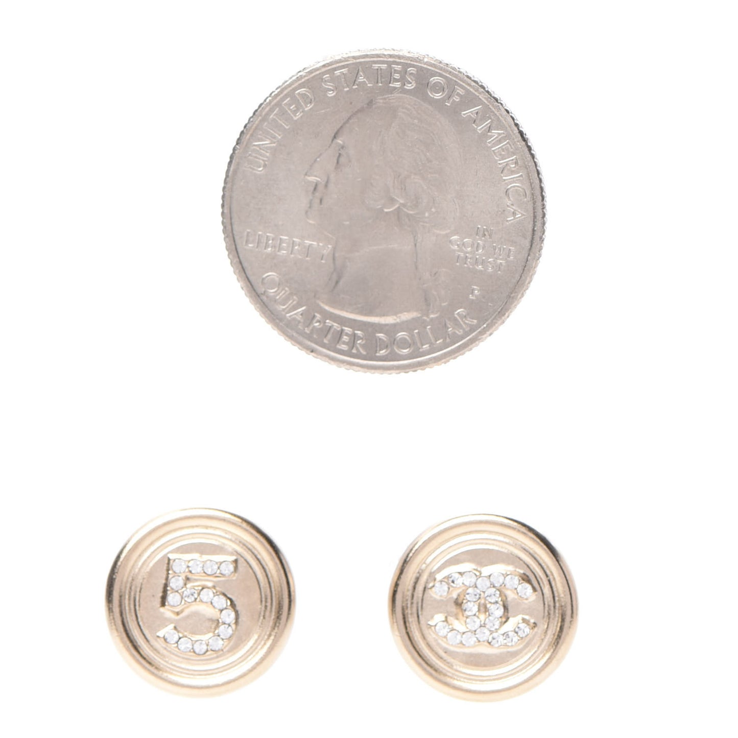 Crystal CC Round Earrings Light Gold