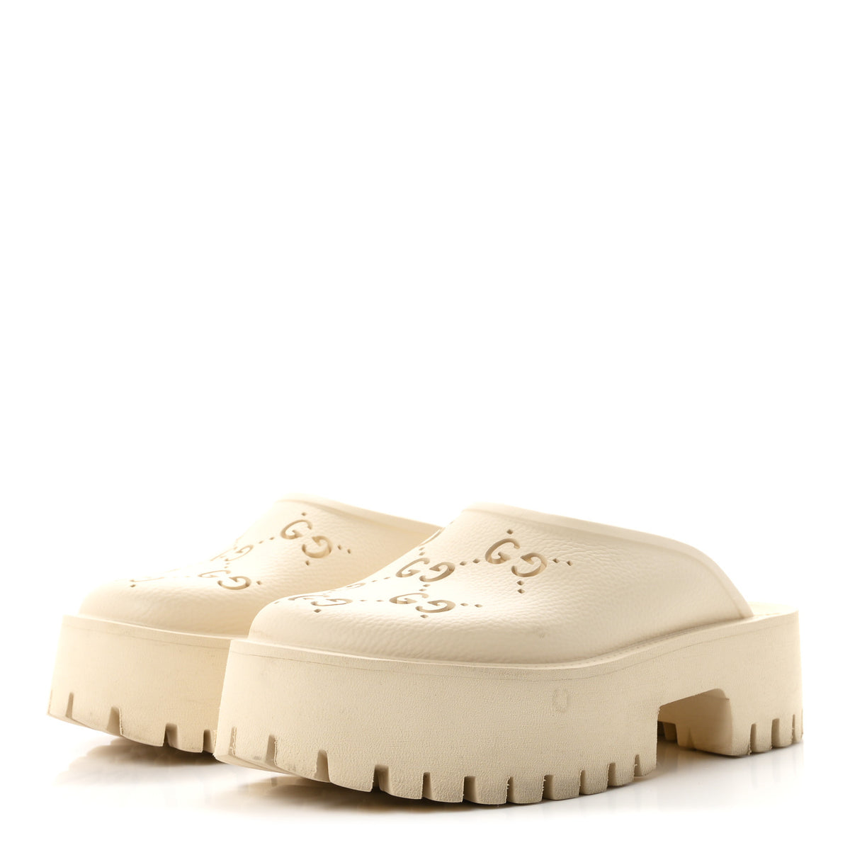 Gucci Rubber Monogram GG Go Through Platform Slide Clogs 38 Mystic White 4 of 9