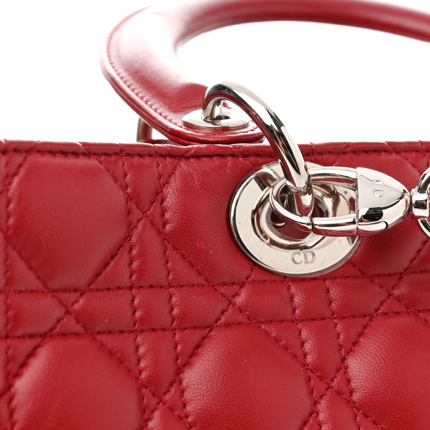 Lambskin Cannage Large Lady Dior Red