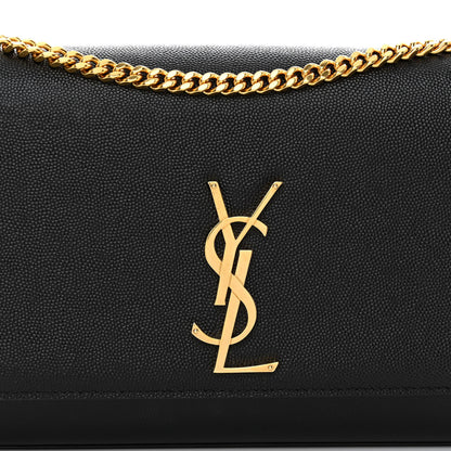 Saint Laurent Grain De Poudre Medium Classic Monogram Kate Satchel Black 7 of 9