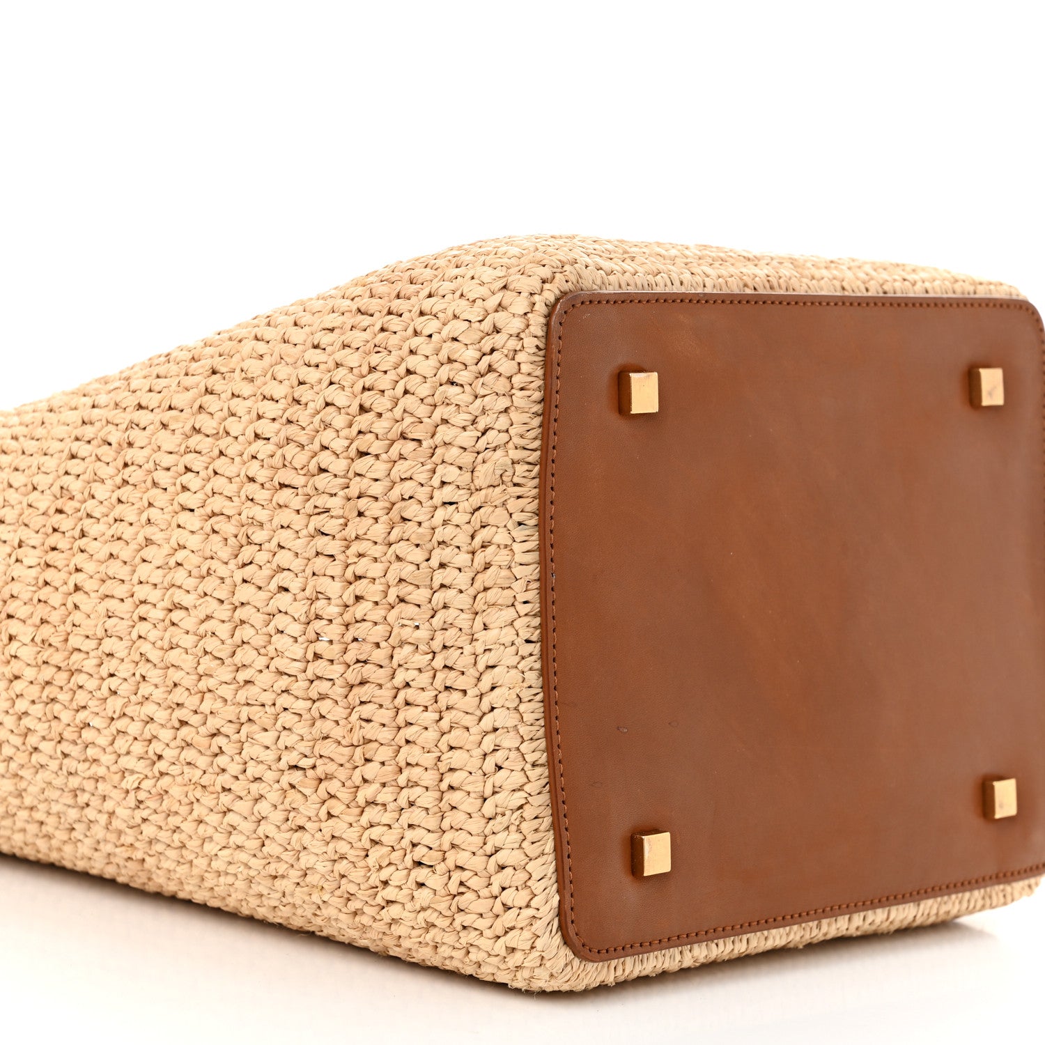 Saint Laurent Raffia Vegetable Le 37 Bucket Bag Naturel Brick 9 of 10