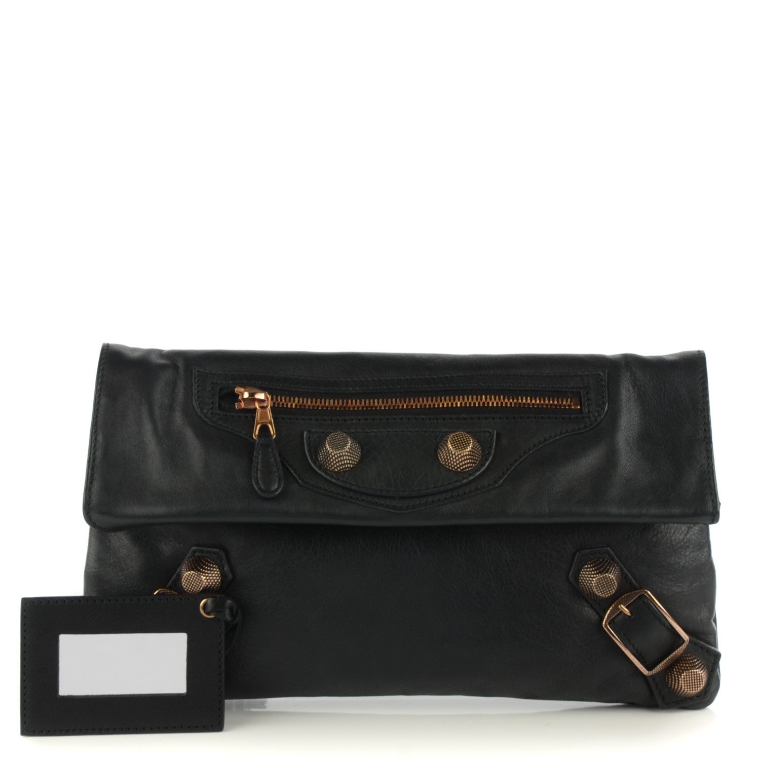 Balenciaga Agneau Giant 21 Rose Gold Hardware Envelope Clutch Black 1 of 7