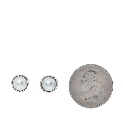 David Yurman Sterling Silver Pearl 10mm Chatelaine Earrings 2 of 4
