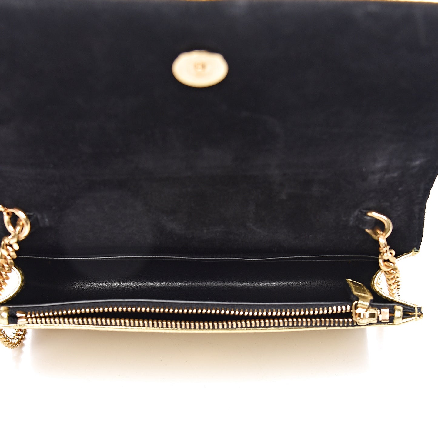 Metallic Goatskin Lambskin Classic Monogram Kate Tassel Chain Wallet Gold