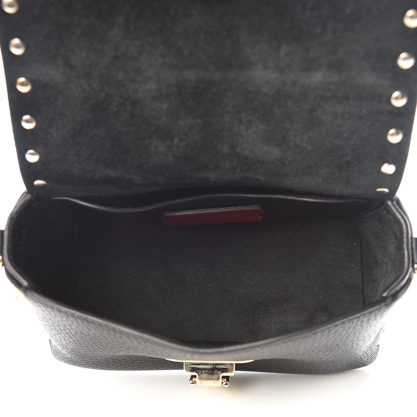 Pebbled Calfskin Mini Rockstud Crossbody Bag Black