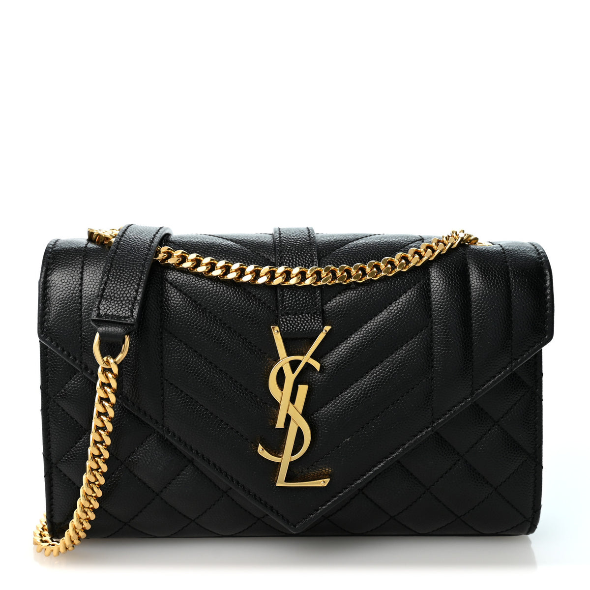 Grain De Poudre Textured Mixed Matelasse Triquilt Small Monogram Satchel Black