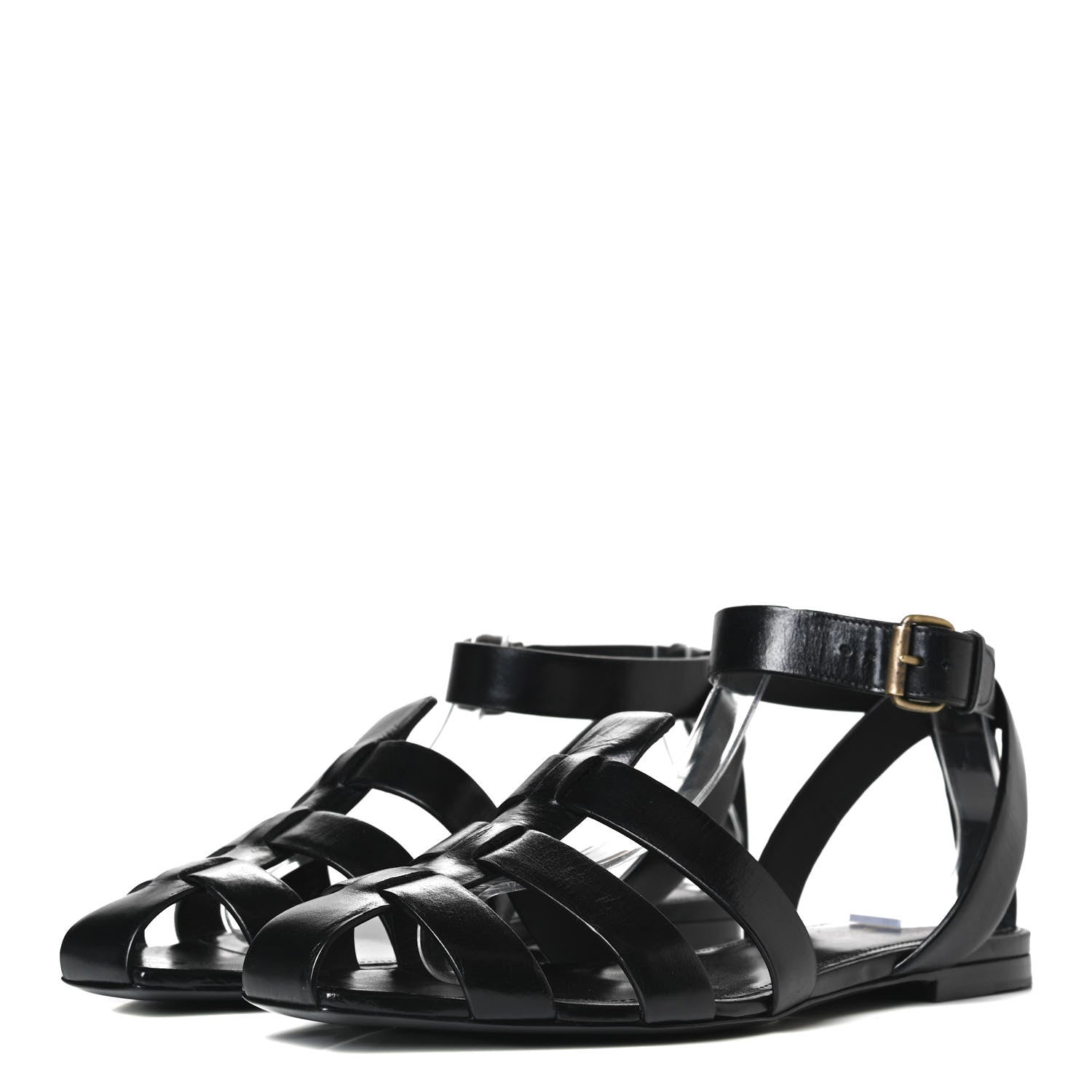 Saint Laurent Calfskin Tribute 05 Ankle Wrap Sandals 40.5 Black 3 of 9