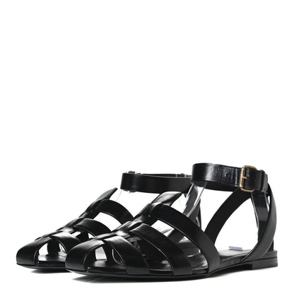 Saint Laurent Calfskin Tribute 05 Ankle Wrap Sandals 40.5 Black 3 of 9