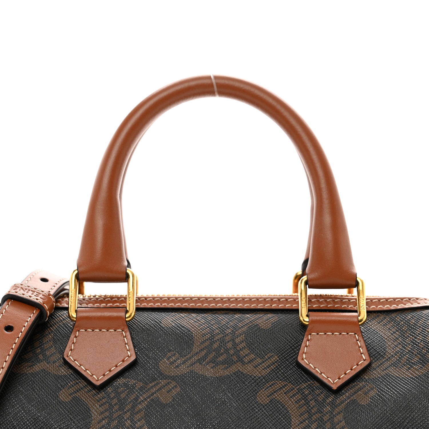 Celine Triomphe Canvas XL Calfskin Small Boston Bag Tan 5 of 10