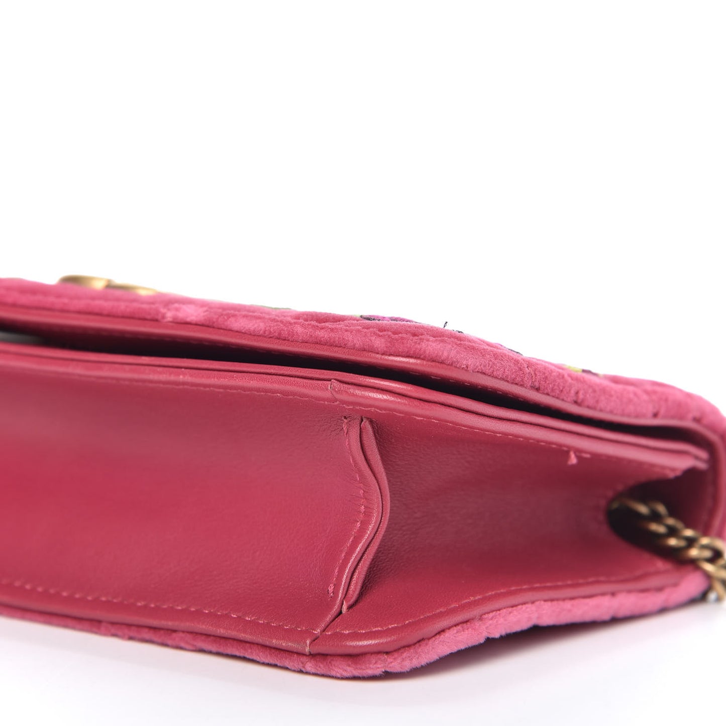Velvet Matelasse Love Embroidered GG Marmont Mini Bag Light Raspberry Rose