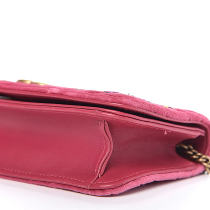 Gucci Velvet Matelasse Love Embroidered GG Marmont Mini Bag Light Raspberry Rose 7 of 9