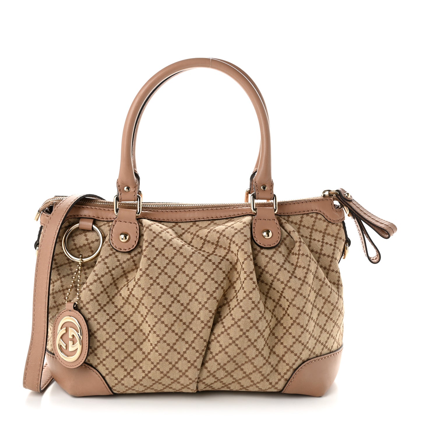 Diamante Medium Sukey Top Handle Bag Beige Pink