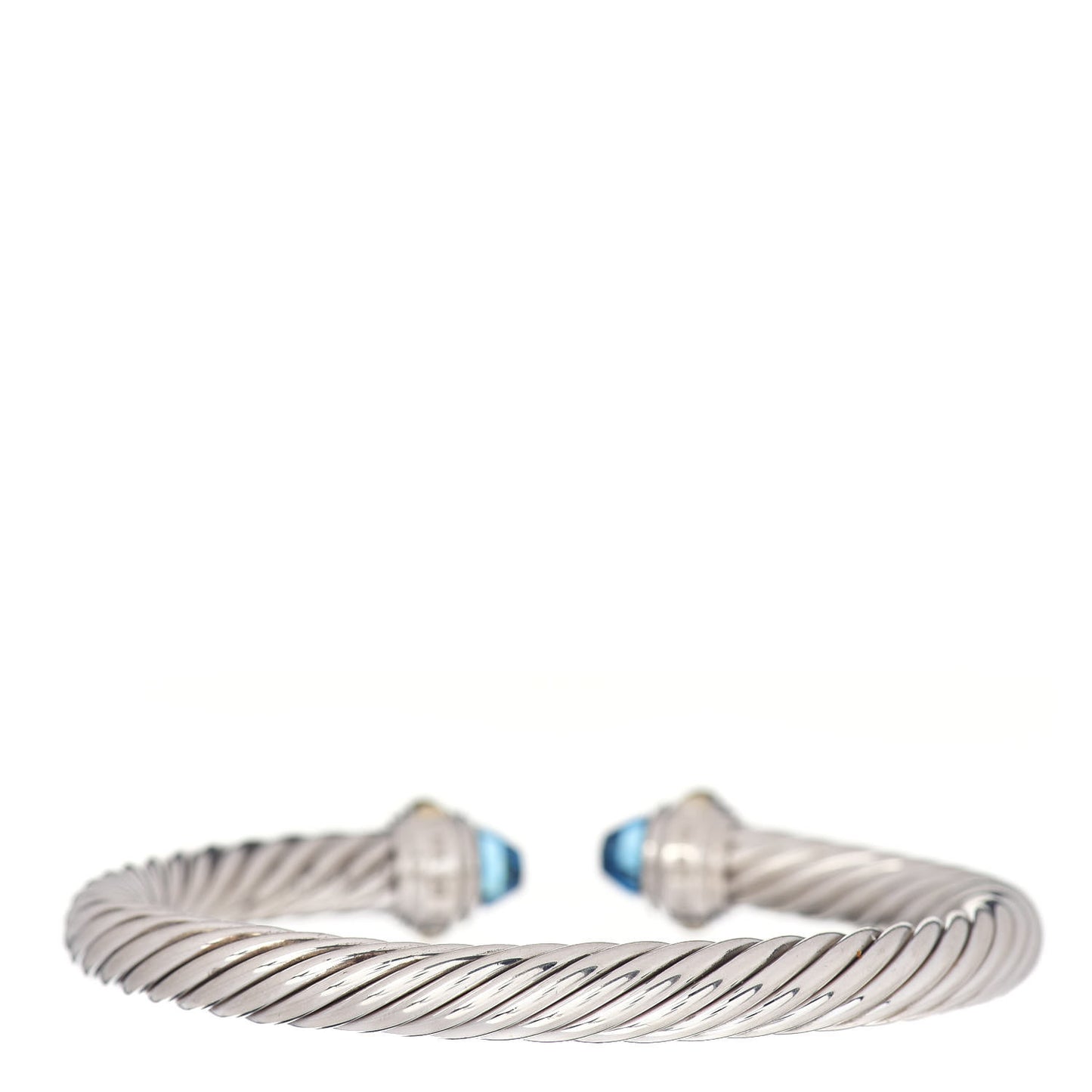 Sterling Silver 14K Yellow Gold Blue Topaz 7mm Cable Classics Bracelet