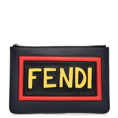 Fendi Calfskin Vocabulary Inlaid Pouch Multicolor 1 of 8