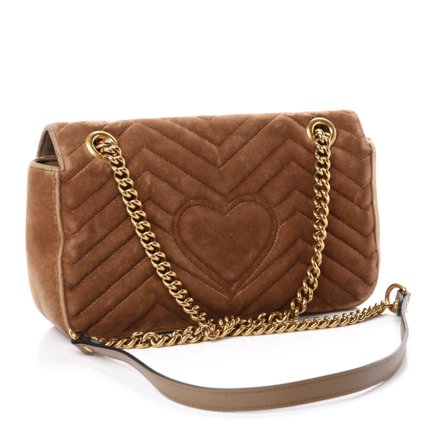 Velvet Matelasse Small GG Marmont Shoulder Bag Taupe