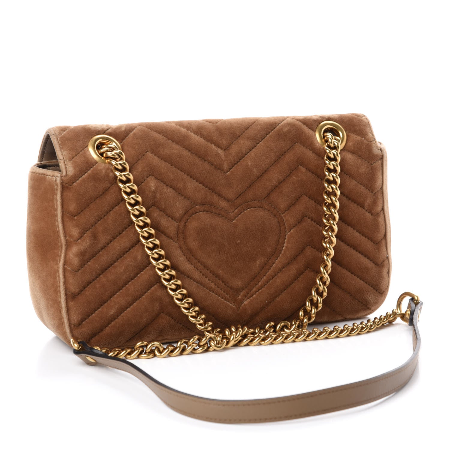 Gucci Velvet Matelasse Small GG Marmont Shoulder Bag Taupe 3 of 14