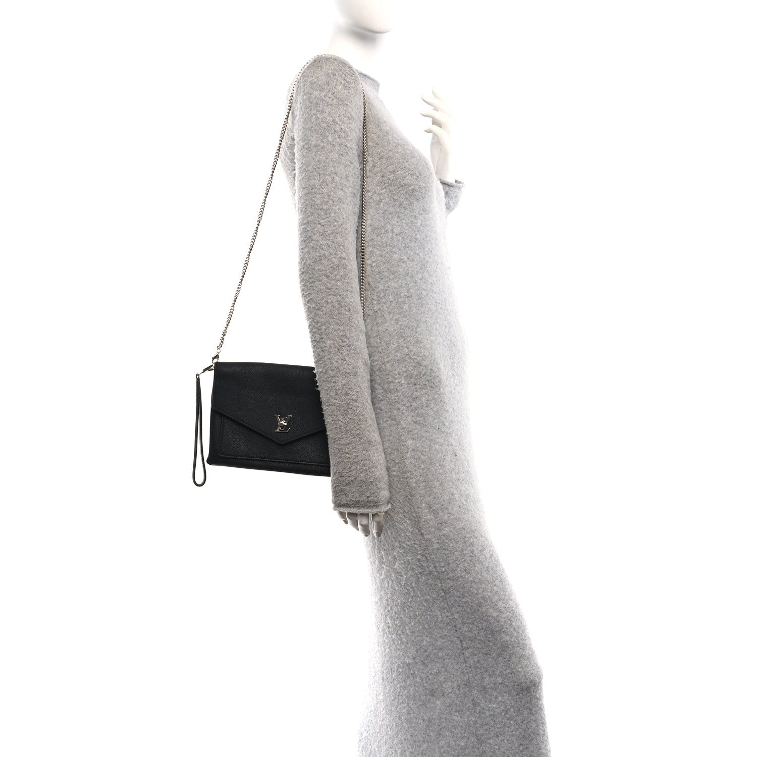 Louis Vuitton Soft Calfskin My Lockme Chain Pochette Black 2 of 10