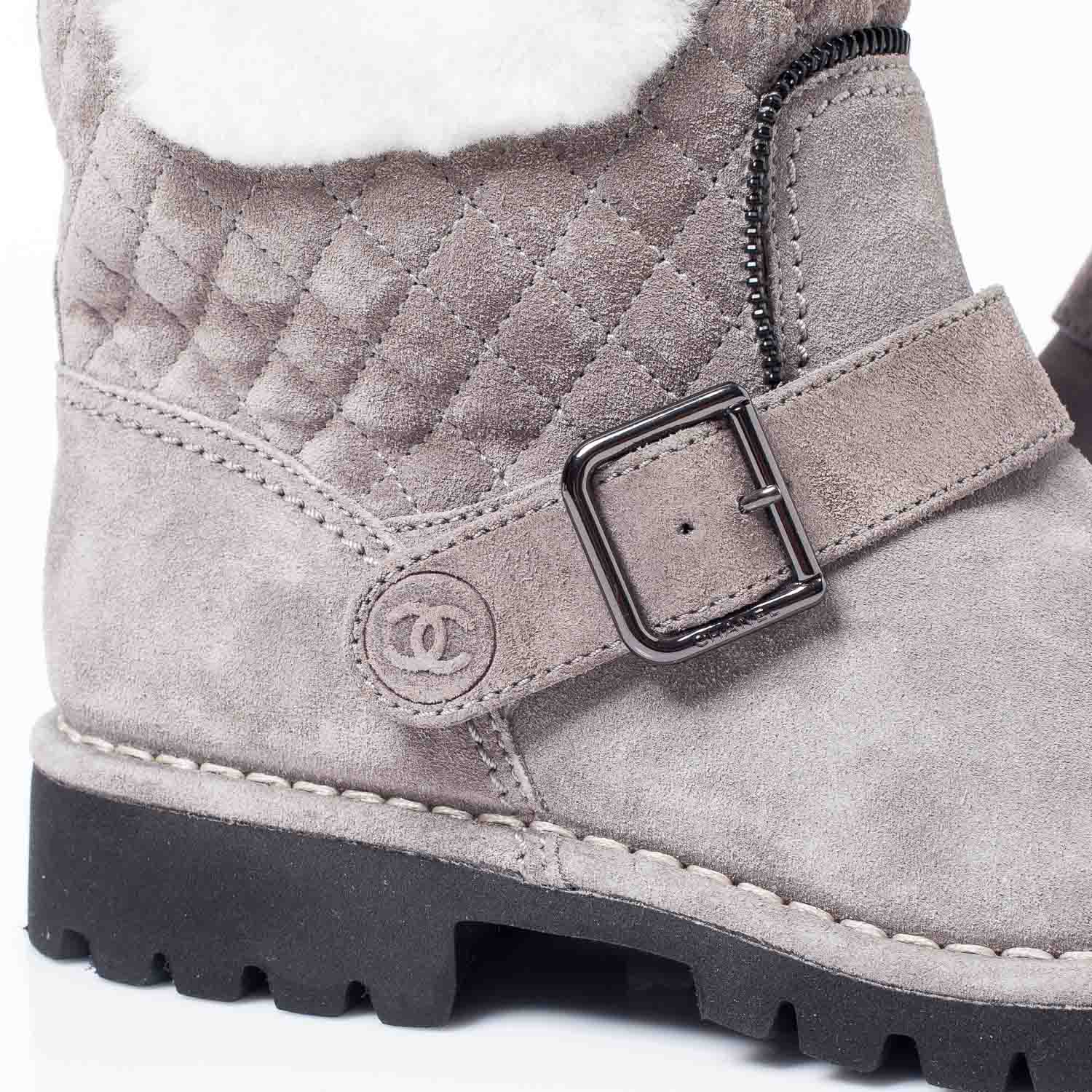 Chanel Suede Fur Quilted Boots 37 6 of 11