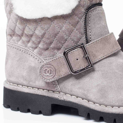 Chanel Suede Fur Quilted Boots 37 6 of 11