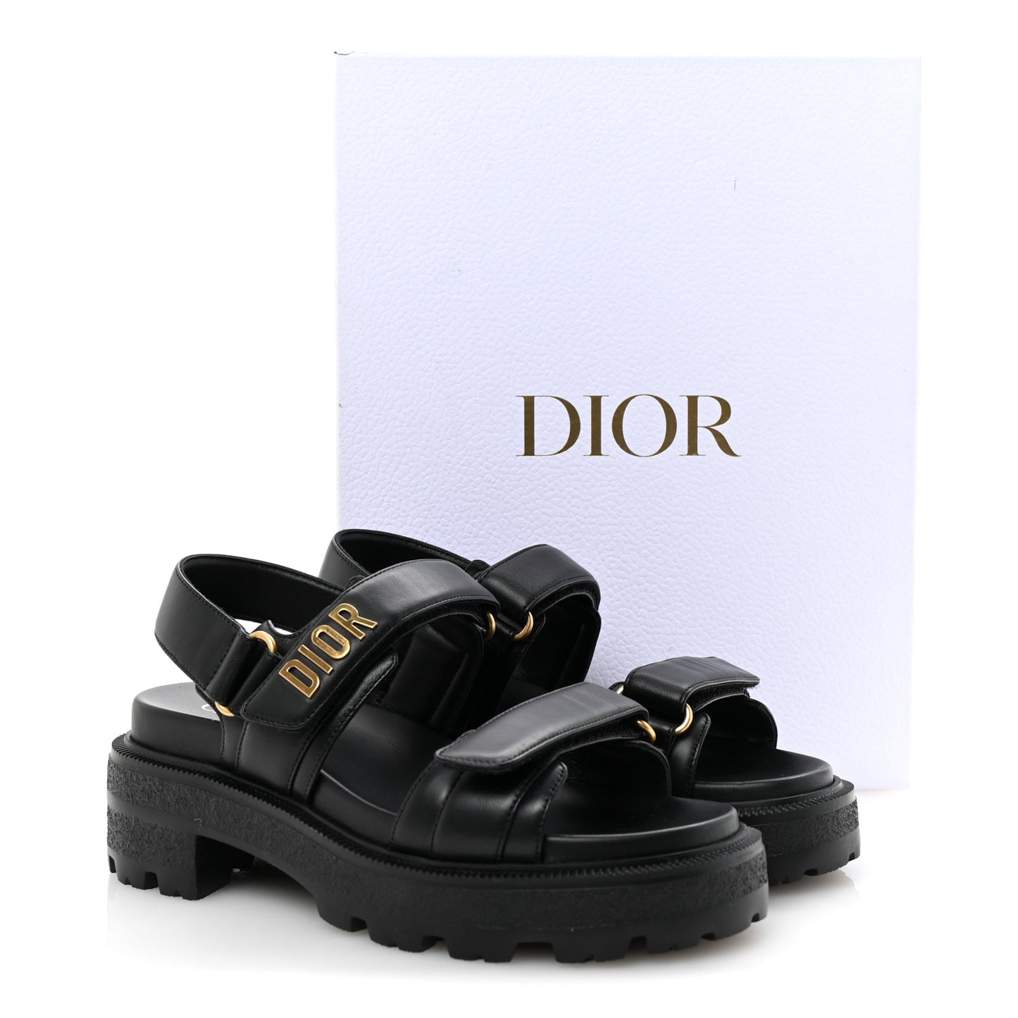 Lambskin Dioract Platform Sandals 36.5 Black