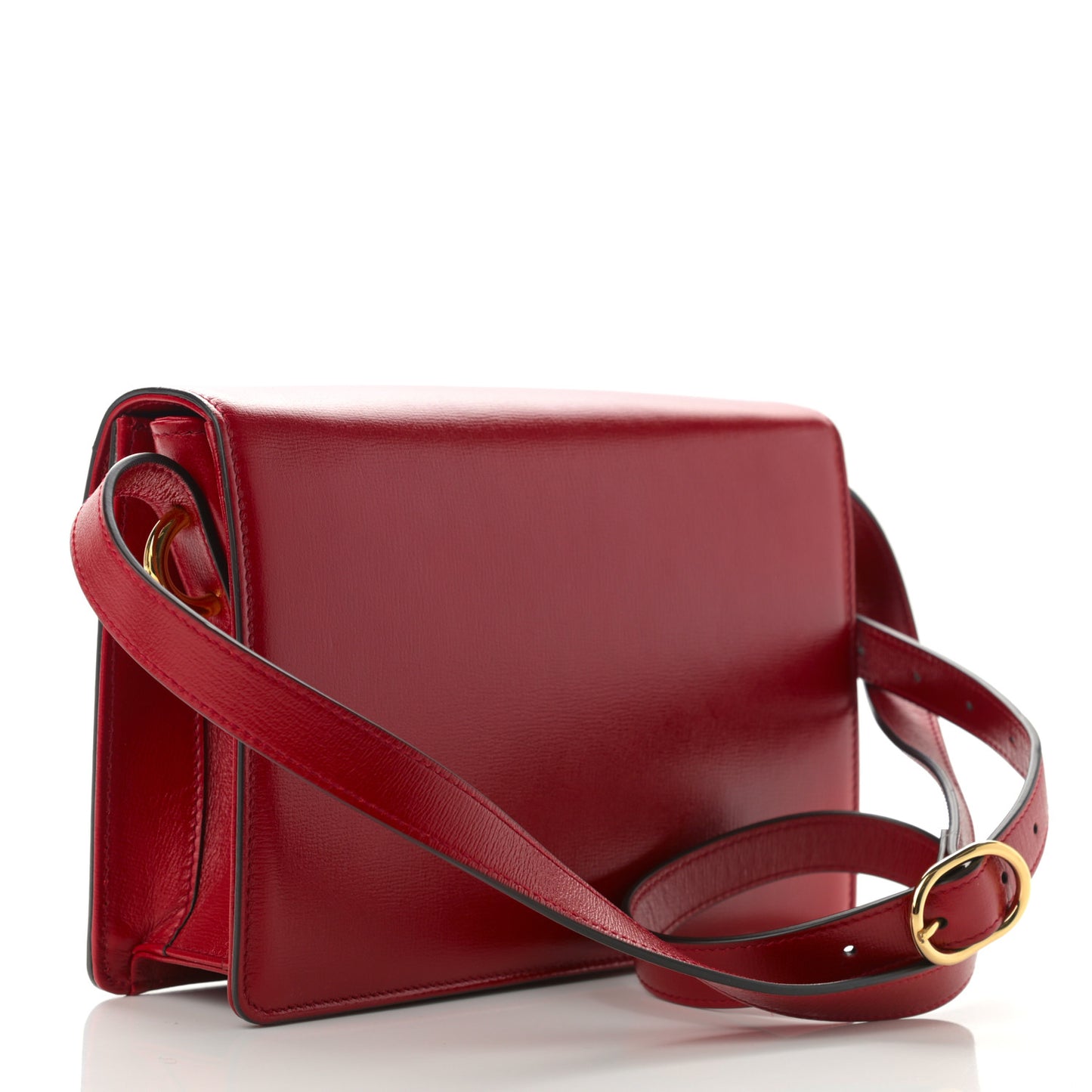 Textured Calfskin Small Torchon GG Ring Shoulder Bag New Cherry Red