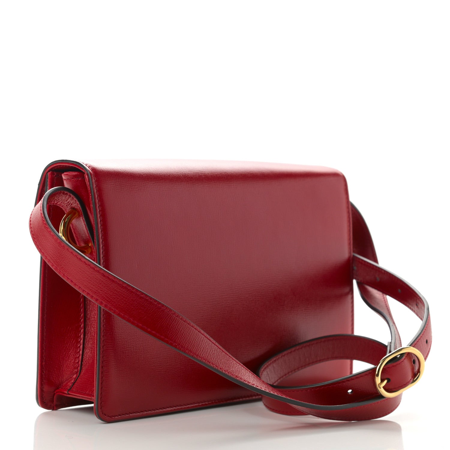 Gucci Textured Calfskin Small Torchon GG Ring Shoulder Bag New Cherry Red 3 of 10