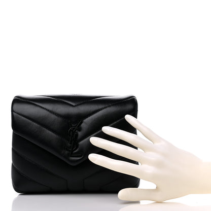 Saint Laurent Calfskin Y Quilted Monogram Toy Loulou Crossbody Bag Black 2 of 14