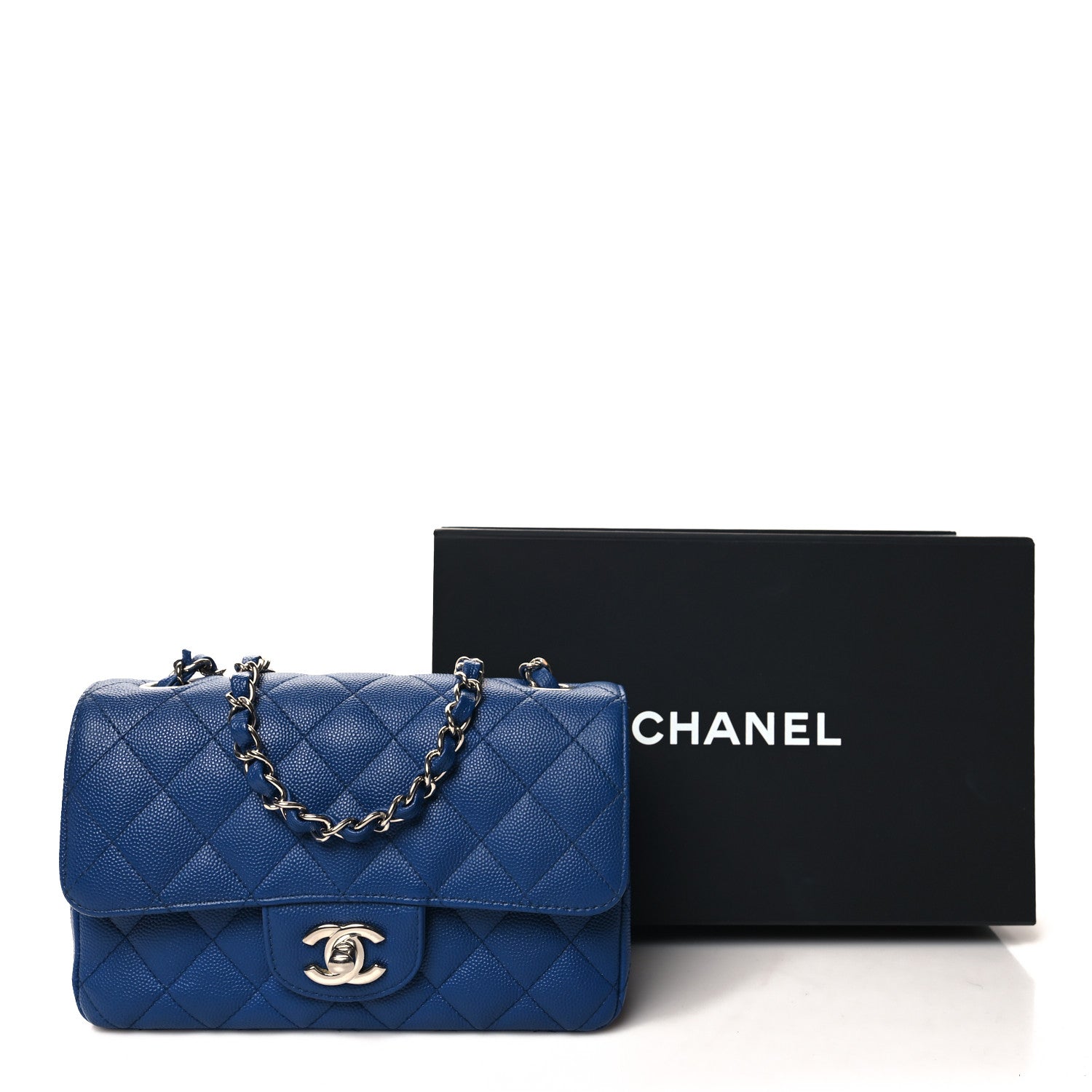 Chanel Caviar Quilted Mini Rectangular Flap Blue 11 of 11