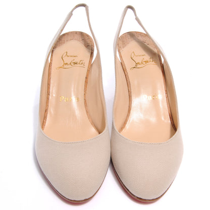 Christian Louboutin Canvas Bebe Fusee 65 Cork Wedges 38.5 3 of 7