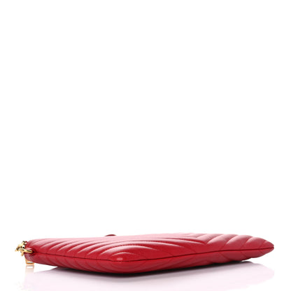 Saint Laurent Calfskin Matelasse Chevron Monogram A5 Wristlet Bandana Red 4 of 10