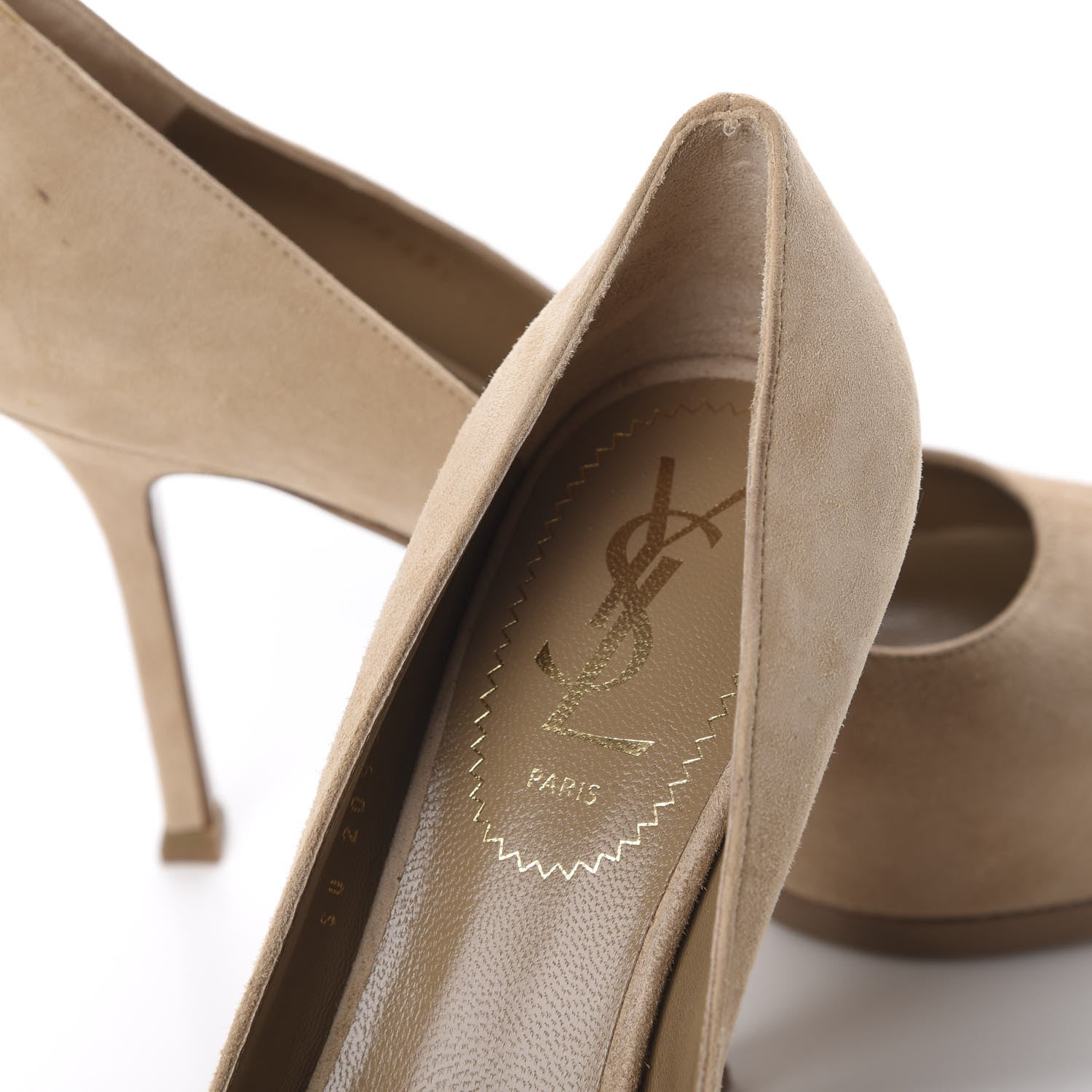 Saint Laurent Suede Tribtoo 105 Platform Pumps 36.5 Beige 10 of 11