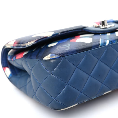 Chanel Lambskin Airline Printed Medium Double Flap Blue Multicolor 9 of 10
