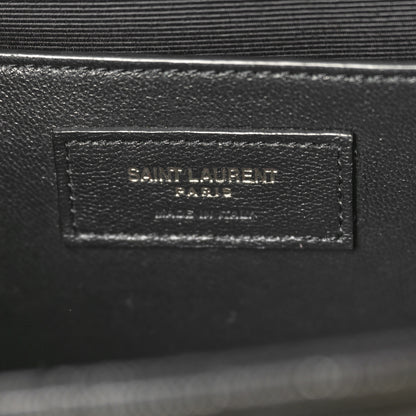 Saint Laurent Grain De Poudre Textured Mixed Matelasse Triquilt Medium Monogram Monochrome Satchel Black 6 of 9