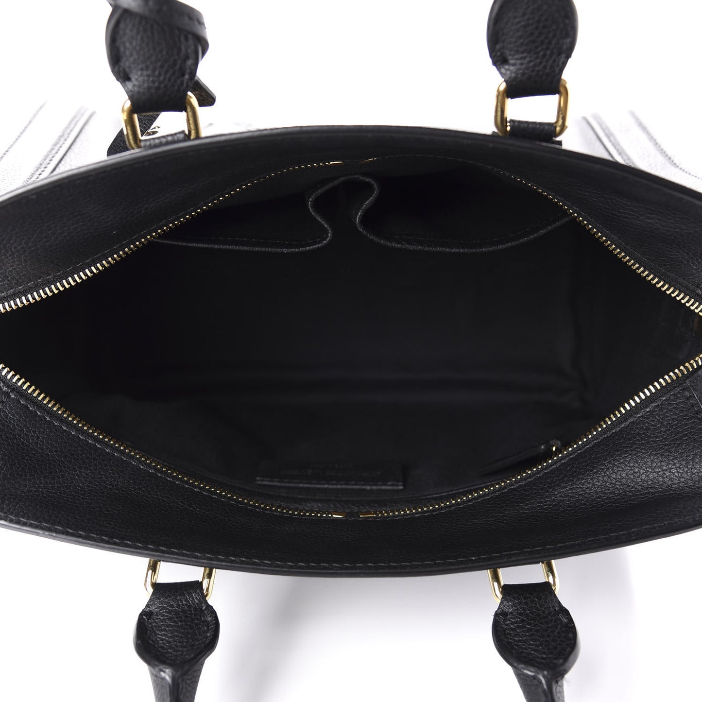 Pebbled Calfskin Small Skull Padlock Zip Around Tote Black