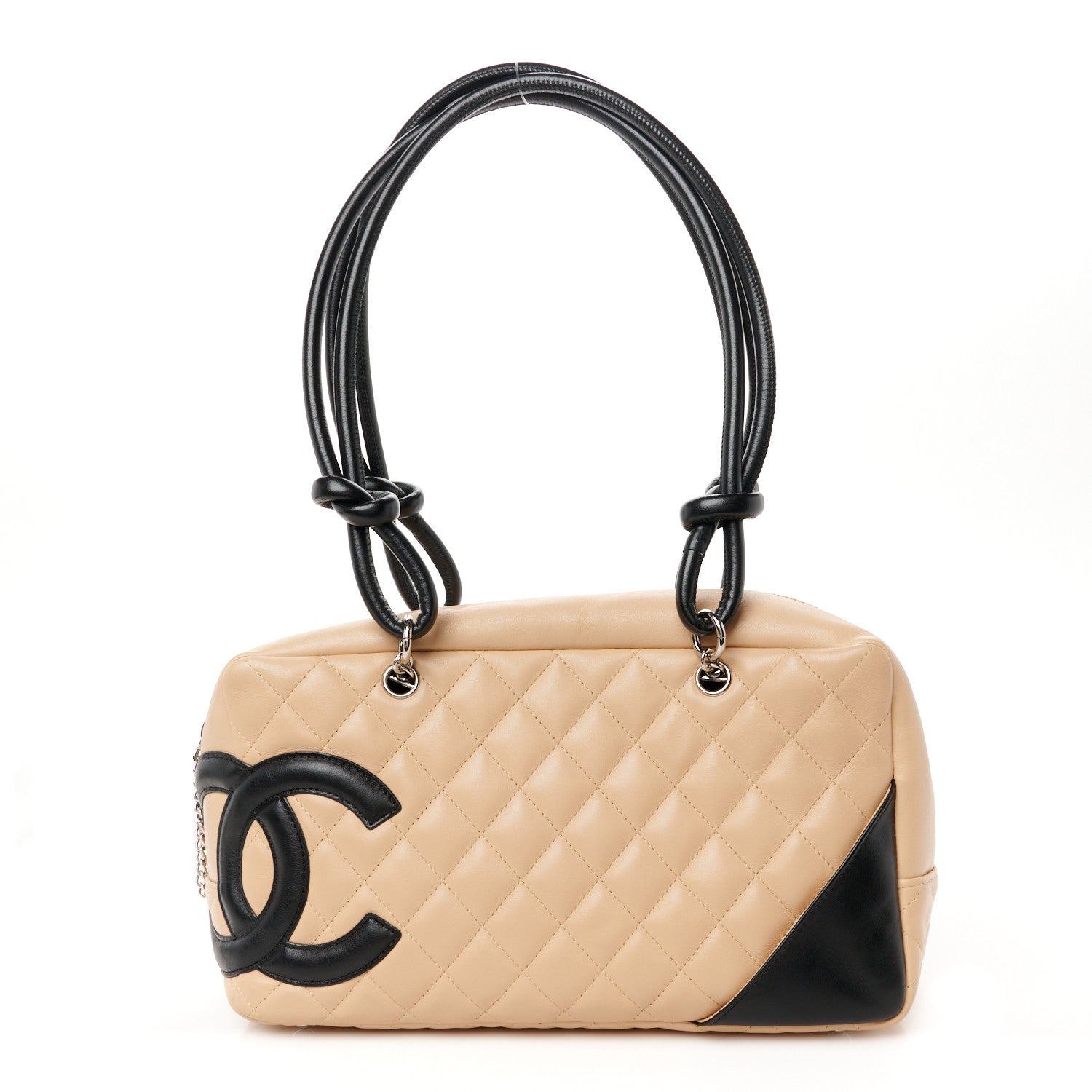 Chanel Calfskin Quilted Large Cambon Bowler Beige Black 1 of 10